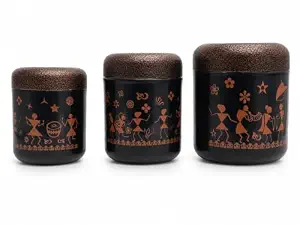 Warli Art SS Canister Set of 3 diff