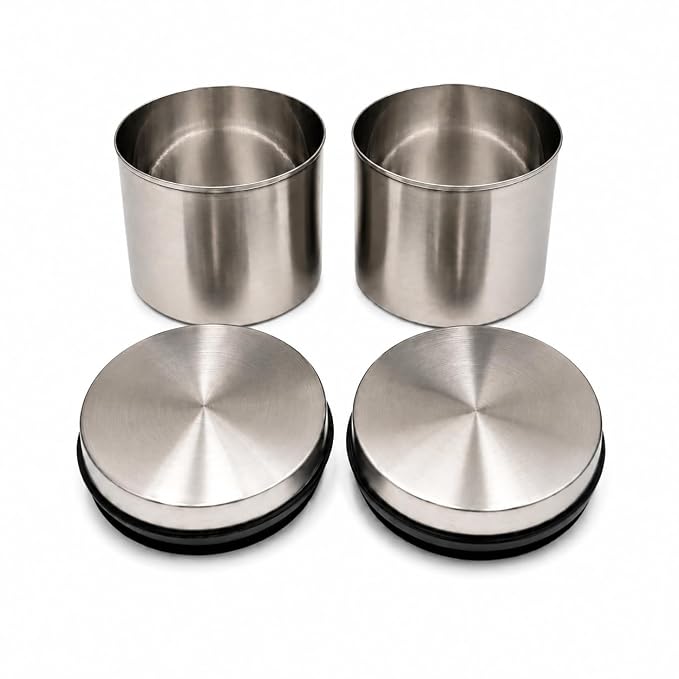 SS Canister Set of 2, Matt Silver - 500ml x 2