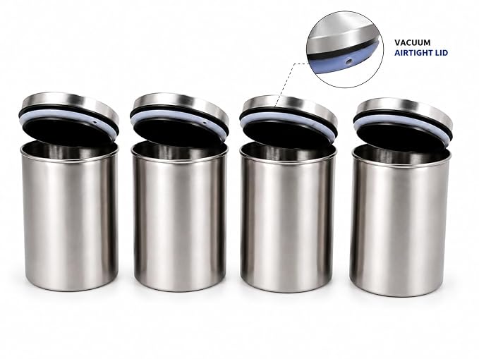 SS Canister Set of 6, Matt Silver - 500ml x 6