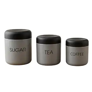 SS TCS three size Canisters, Grey and Black, Set of 3
