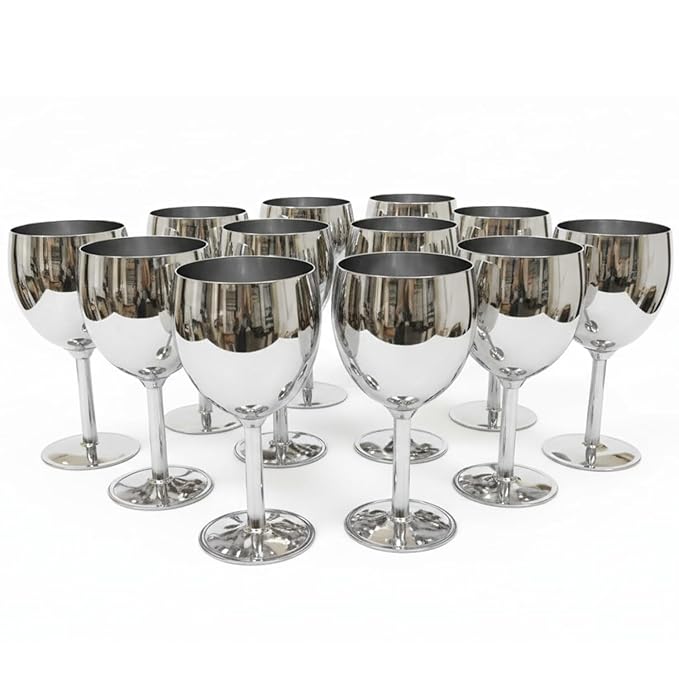 SS Wine Glasses -Pack of 12 Silver
