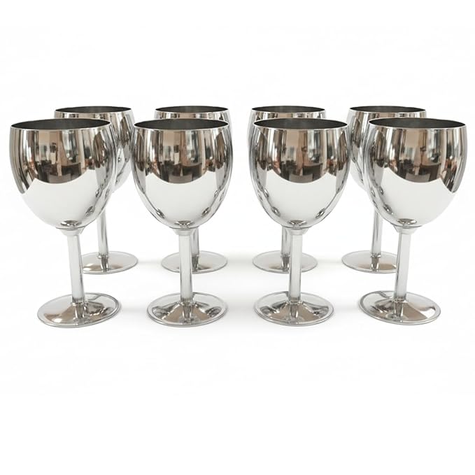 SS Wine Glasses -Pack of 8 Silver