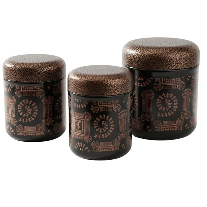 Warli Art SS Canister Set of 3 diff