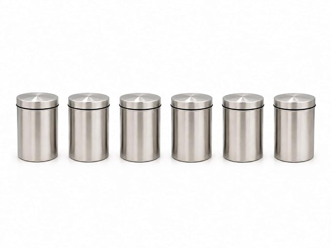 SS Canister Set of 6, Matt Silver - 650ml x 6