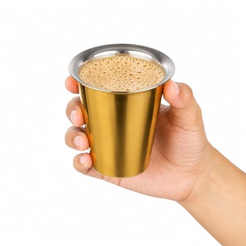Stainless Steel Dabra Set, Pack of 2, South Indian coffee cup, 120ml each, Davara,Tumbler Set, Coffee Dabara Set