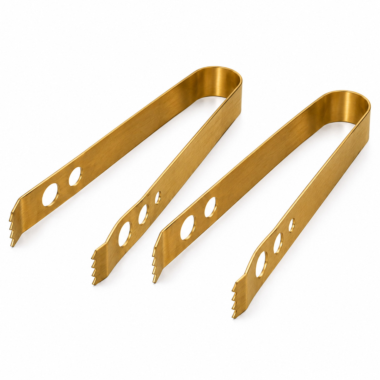 Stainless Steel Golden Ice Tong (Pack of 2) for Ice Cubes, Sugar, Snacks & Buffet Serving | Heavy Duty Anti-Slip Ice Cube Tongs for Kitchen, Bar, Party & Cocktail Accessories