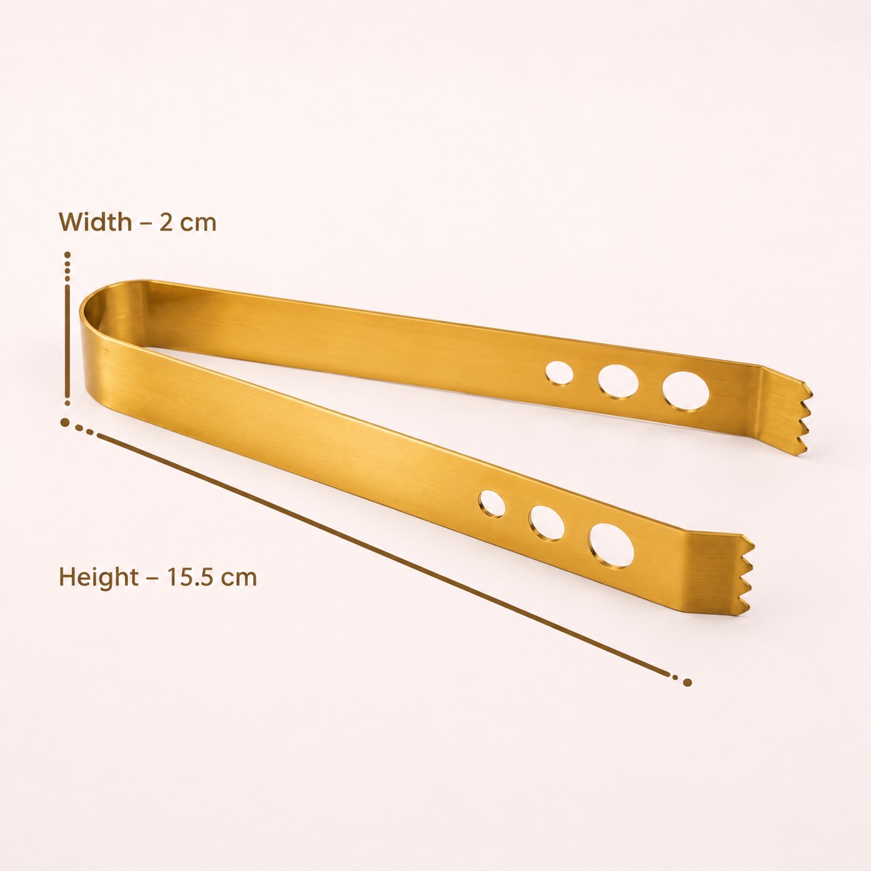 Stainless Steel Golden Ice Tong (Pack of 2) for Ice Cubes, Sugar, Snacks & Buffet Serving | Heavy Duty Anti-Slip Ice Cube Tongs for Kitchen, Bar, Party & Cocktail Accessories