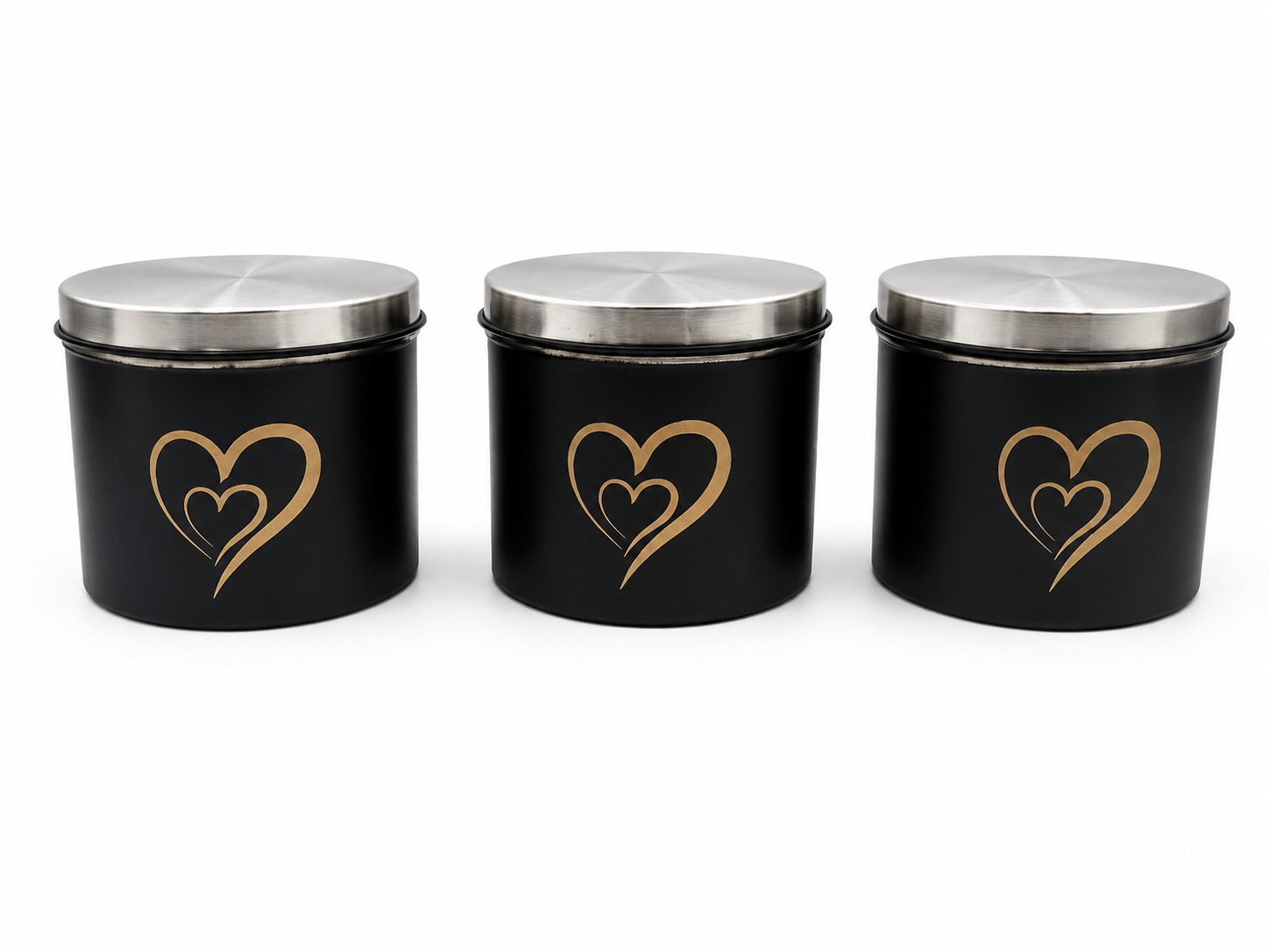 Airtight Stainless Steel Vacuum Storage Canister, Food Grade Kitchen Storage Containers with Vacuum Seal Lids, Coffee Tea Sugar Jars for Pantry Organization, 500ml each, Set of 3 Black