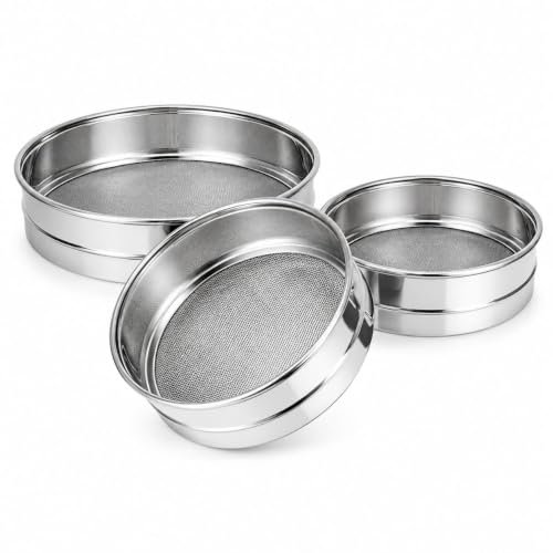 3-in-1 Atta Chalni, Multipurpose Stainless Steel Flour Sieve, Flour Chhalni, Atta Channi, Multipurpose Mesh Sieve for Flour, Maida & Spices, Pack of 3