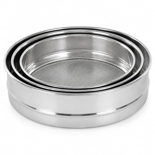 3-in-1 Atta Chalni, Multipurpose Stainless Steel Flour Sieve, Flour Chhalni, Atta Channi, Multipurpose Mesh Sieve for Flour, Maida & Spices, Pack of 3