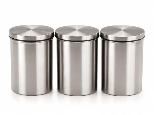 Multipurpose Stainless Steel Airtight Vacuum Storage Canister Set, Kitchen Food Storage Container, Longlife Kitchen container Set, Matt Finishing, Suitable for all type kitchen, Set of 3, 850 ml each