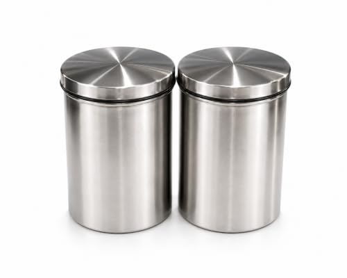 Multipurpose Stainless Steel Airtight Vacuum Storage Canister Set, Kitchen Food Storage Container, Longlife Kitchen container Set, Matt Finishing, Suitable for all type kitchen, Set of 2, 850 ml each