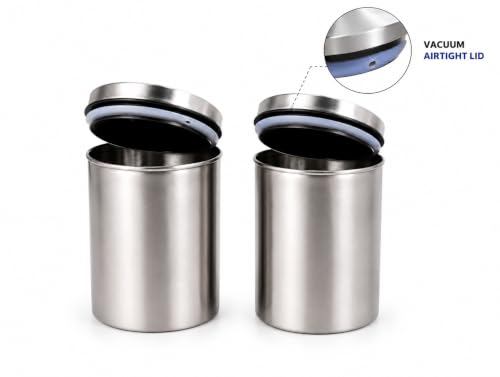 Multipurpose Stainless Steel Airtight Vacuum Storage Canister Set, Kitchen Food Storage Container, Longlife Kitchen container Set, Matt Finishing, Suitable for all type kitchen, Set of 2, 850 ml each