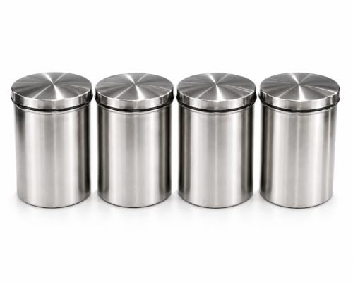 Airtight Stainless Steel Storage Canister Set, Premium Kitchen Storage Containers,Ideal for any type of Kitchen, Longlife Steel containers, 850ml x 4pcs