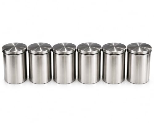 Airtight Stainless Steel Storage Canister Set, Kitchen Storage Containers, Ideal for Any type of Kitchen, Longlife Kitchen Containers, 850ml x 6pcs