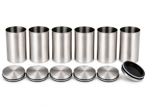 Airtight Stainless Steel Storage Canister Set, Kitchen Storage Containers, Ideal for Any type of Kitchen, Longlife Kitchen Containers, 850ml x 6pcs