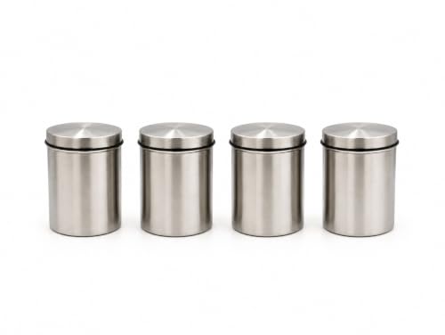 Airtight Stainless Steel Storage Canister Set, Matt Silver Finish Kitchen Storage Containers, Kitchen Canisters, Ideal for Return Gift, Steel Airtight Containers, 650ml x 4pcs set