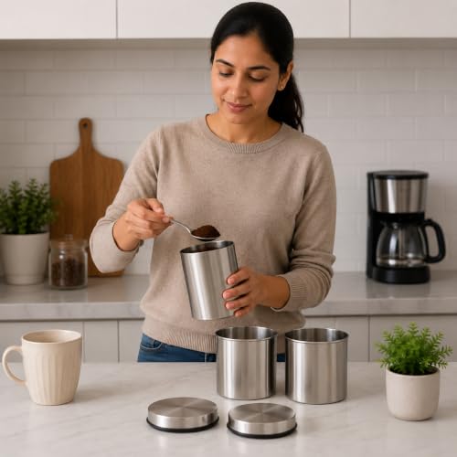 Multipurpose Airtight Stainless Steel Container Set, Artight Kitchen container set, Storage Dabba, Steel Container set, Retrn Gift, Housewarming Gift, 650ml each x 6pcs