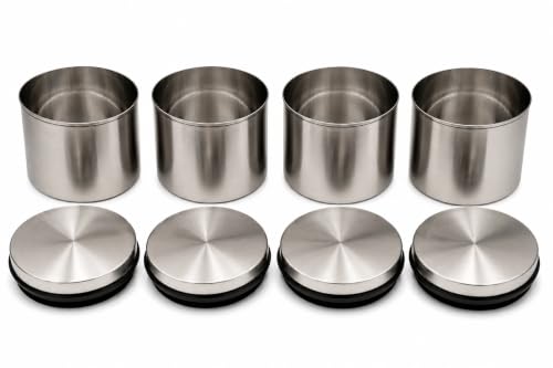 Airtight Stainless Steel Storage Canister Set, Vacuum tight canister, Dishwash Safe, Steel Containers for Kitchen, Matt Silver Finish Kitchen Containers, Set of 4 x 500ml each