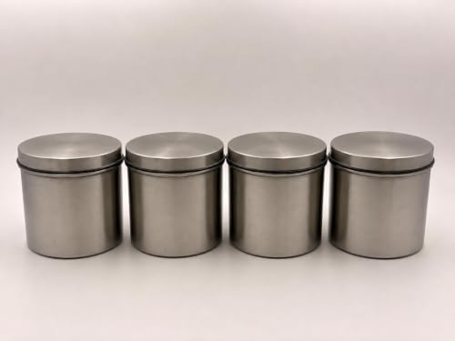 Airtight Stainless Steel Storage Canister Set, Vacuum tight canister, Dishwash Safe, Steel Containers for Kitchen, Matt Silver Finish Kitchen Containers, Set of 4 x 500ml each