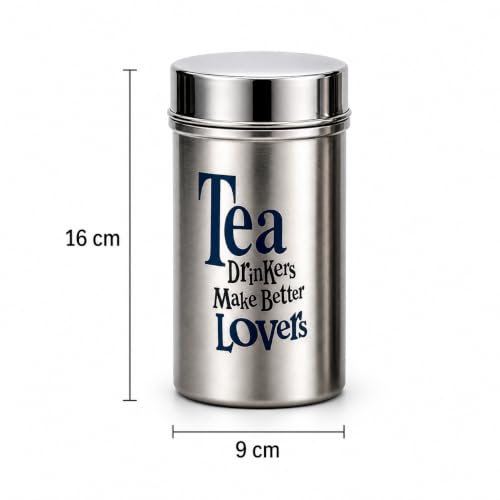 Multipurpose Stainless Steel Tea Sugar Jar Set (800ml each), Premium Tea Sugar Containers, Airtight Kitchen Canisters, Dishwash Safe  Epoxy Coated (Silver Finishing)