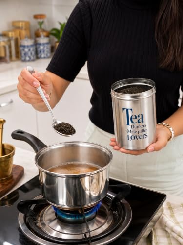 Multipurpose Stainless Steel Tea Sugar Jar Set (800ml each), Premium Tea Sugar Containers, Airtight Kitchen Canisters, Dishwash Safe  Epoxy Coated (Silver Finishing)
