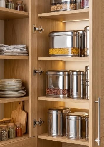 Stainless Steel See-through Containers for kitchen, Iconic Capsule Shape, Multipurpose Food Storage Jar, 2000ml x 3pcs