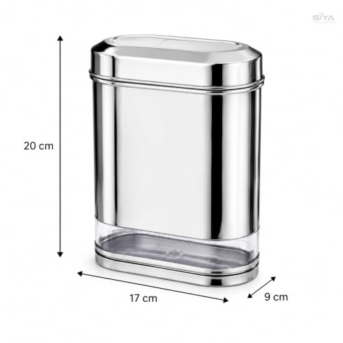 Stainless Steel See-through Containers for kitchen, Iconic Capsule Shape, Multipurpose Food Storage Jar, 2700ml x 3pcs