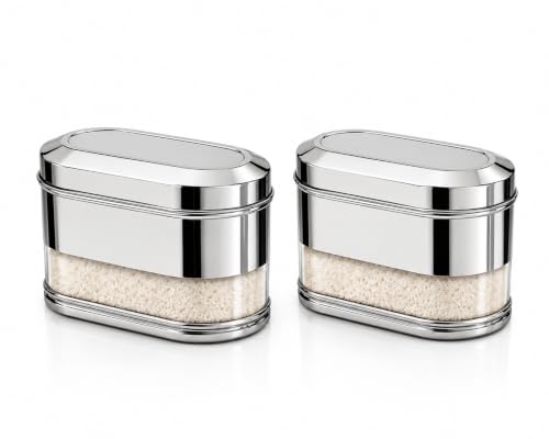Stainless Steel See-through Containers for kitchen, Iconic Capsule Shape, Multipurpose Food Storage Jar, 1500ml x 2pcs