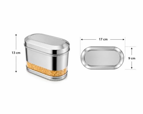 Stainless Steel See-through Containers for kitchen, Iconic Capsule Shape, Multipurpose Food Storage Jar, 1500ml x 2pcs