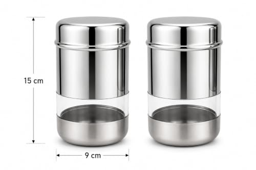 Stainless Steel See-through Containers for kitchen, Classic Bullet Round Shape, Multipurpose Food Storage Jar, 750ml x 2pcs