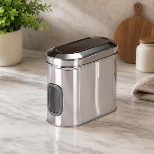 Stainless Steel Window Containers for kitchen, Iconic Capsule Shape, Multipurpose Food Storage Jar, 2000ml x 3pcs