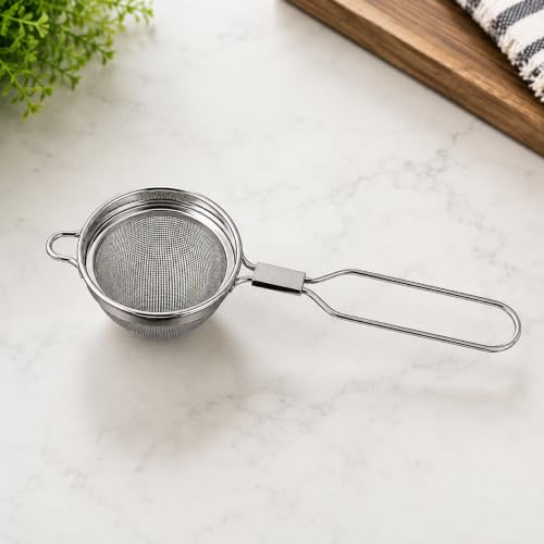 Stainless Steel Double Net Tea Strainer (Size 8cm), Stainless Steel Tea Strainer,Heavy Duty Chalani, Coffee Strainer, Tea Filter Stainless Steel, Fine Mesh x1pc