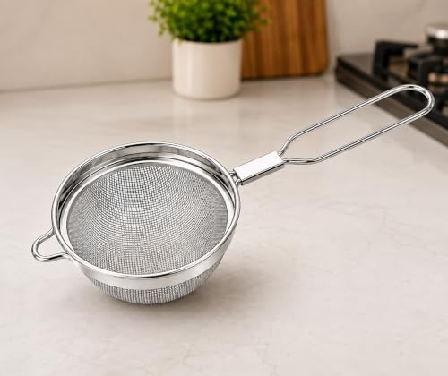 Stainless Steel Double Net Tea Strainer (Size 9cm), Stainless Steel Tea Strainer,Heavy Duty Chalani, Coffee Strainer, Tea Filter Stainless Steel, Fine Mesh x1pc