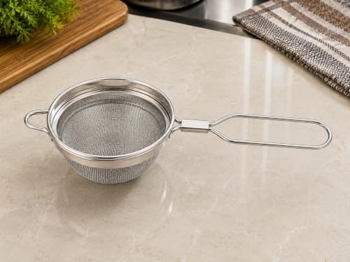 Stainless Steel Double Net Tea Strainer (Size 10cm), Stainless Steel Tea Strainer,Heavy Duty Chalani, Coffee Strainer, Tea Filter Stainless Steel, Fine Mesh x1pc