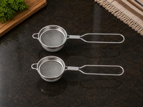 Stainless Steel Double Net Tea Strainer (Size 7cm), Stainless Steel Tea Strainer,Heavy Duty Chalani, Coffee Strainer, Tea Filter Stainless Steel, Fine Mesh x2pcs
