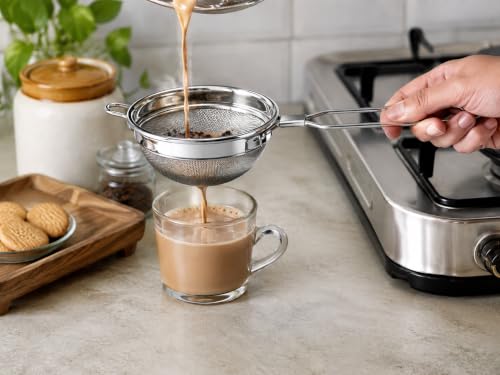 Stainless Steel Double Net Tea Strainer (Size 9cm), Stainless Steel Tea Strainer,Heavy Duty Chalani, Coffee Strainer, Tea Filter Stainless Steel, Fine Mesh x2pcs