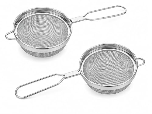 Stainless Steel Tea Strainer (Size 9cm), Stainless Steel Tea Strainer,Heavy Duty Chalani, Coffee Strainer, Tea Filter Stainless Steel, Fine Mesh x2pcs