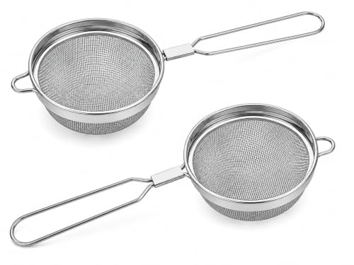 Stainless Steel Tea Strainer (Size 10cm), Stainless Steel Tea Strainer,Heavy Duty Chalani, Coffee Strainer, Tea Filter Stainless Steel, Fine Mesh x2pcs