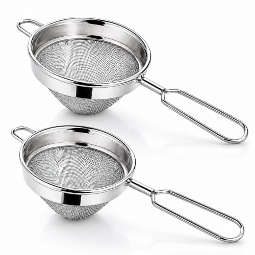 Stainless Steel Tea Strainer Conical Shape (Size 9cm), Stainless Steel Tea Strainer Set,Heavy Duty Chalani, Coffee Strainer, Tea Filter Stainless Steel, Fine Mesh X2pcs