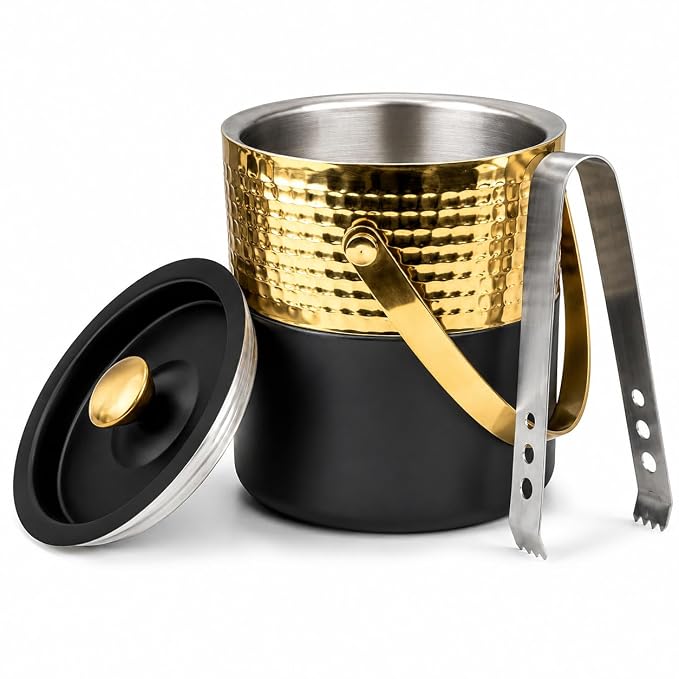 SS Ice Bucket with Lid & Tongs