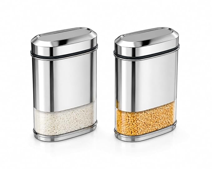SS Open see through Canister Capsule Shape 2700ml x 2pcs