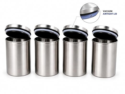 SS Canister Set of 4, Matt Silver - 850ml x 4