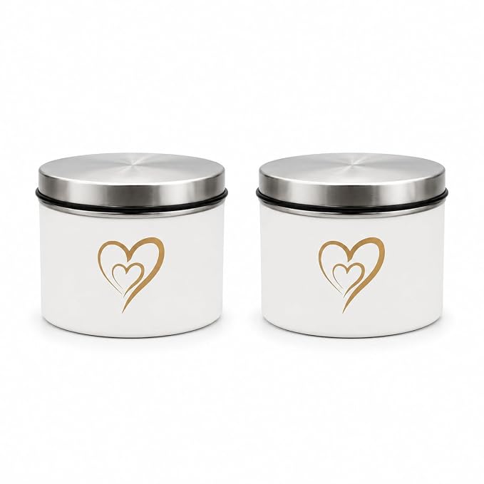 SS Heart Print Epoxy Canister Set of 4, Black - 650ml x 4